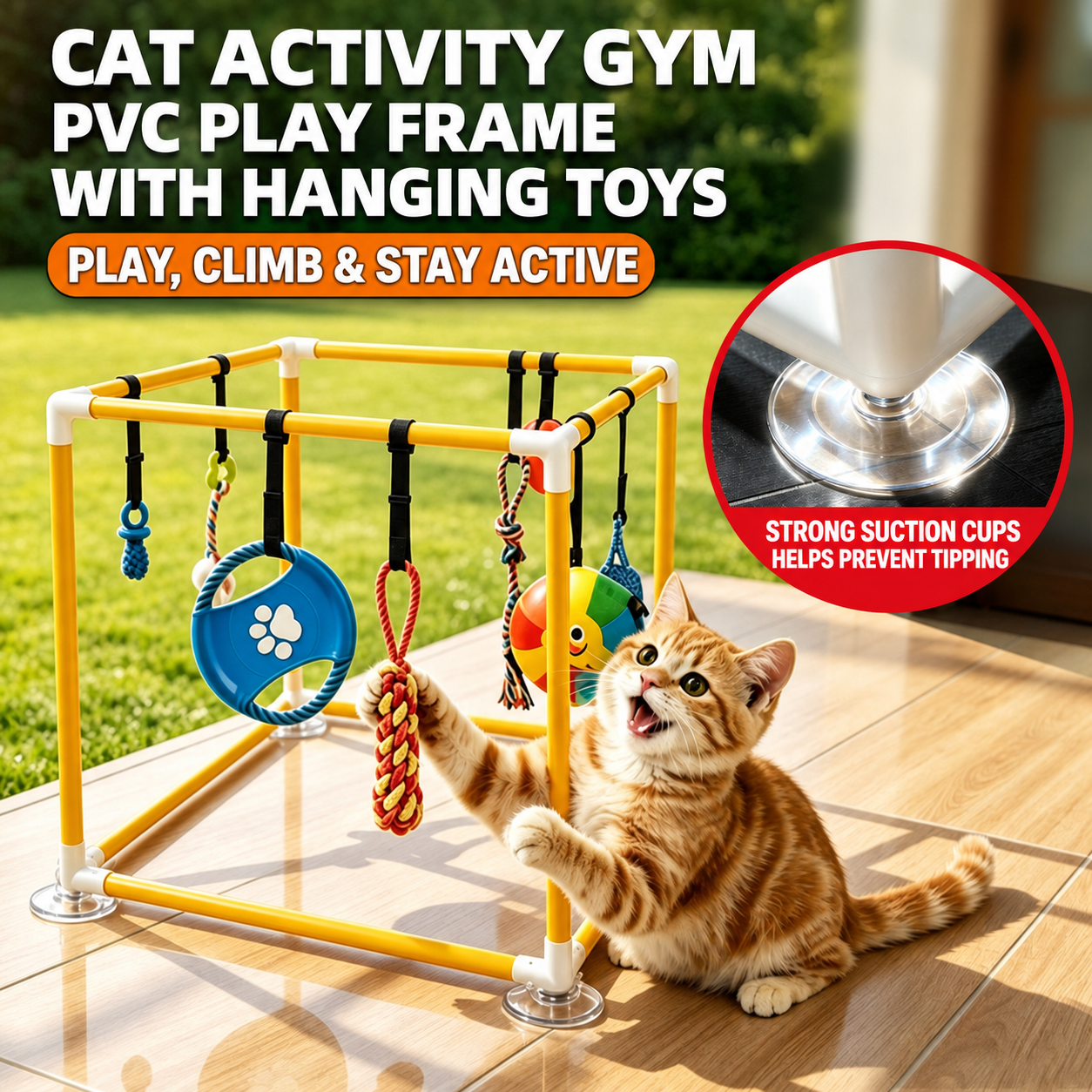 PVC Cat Activity Gym with Frame and Toy-Set Options
